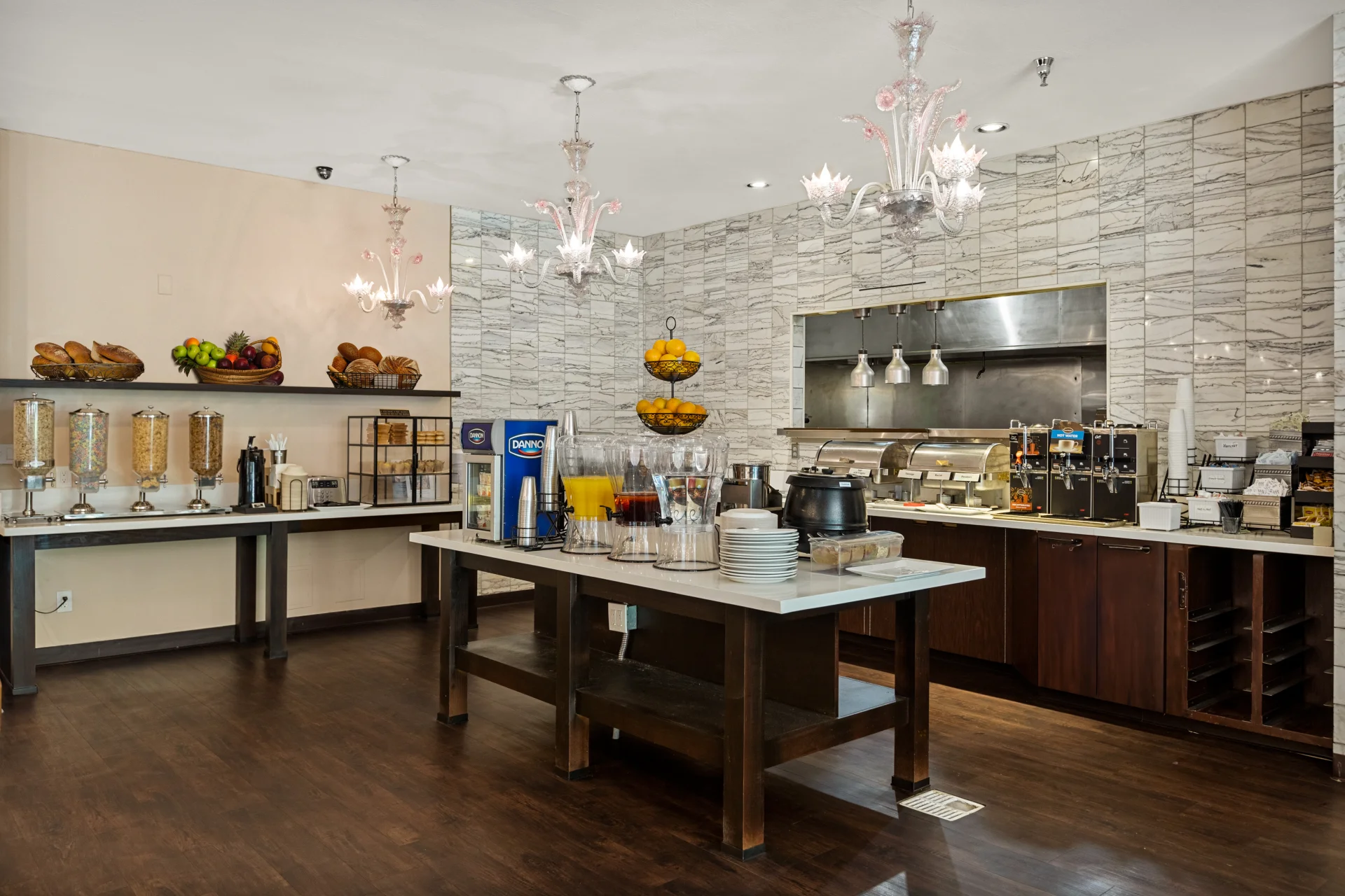 breakfast buffet serving area