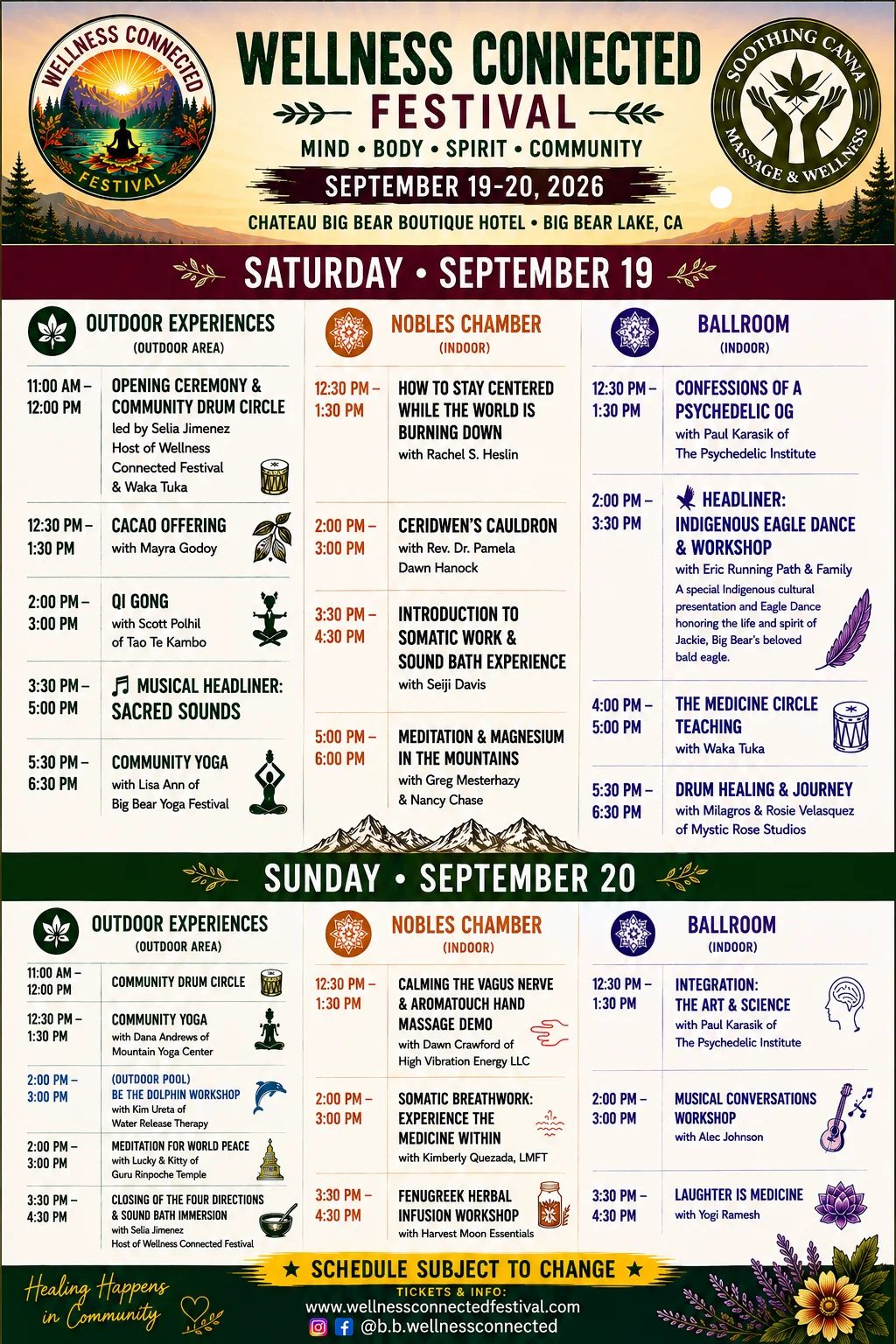 2026 wellness events at Chateau Big Bear